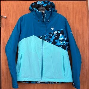 Dare2B Women’s Ski Jacket - Size 10 - Aqua Blue, Mint Green & Black Floral Print